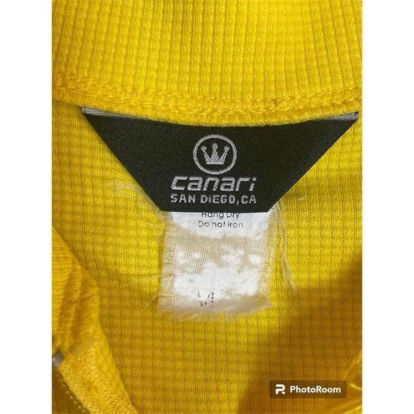 Canari Cycling Jersey Yellow Zip Medium 3 Back Pockets Short Sleeve - Picture 3 of 7